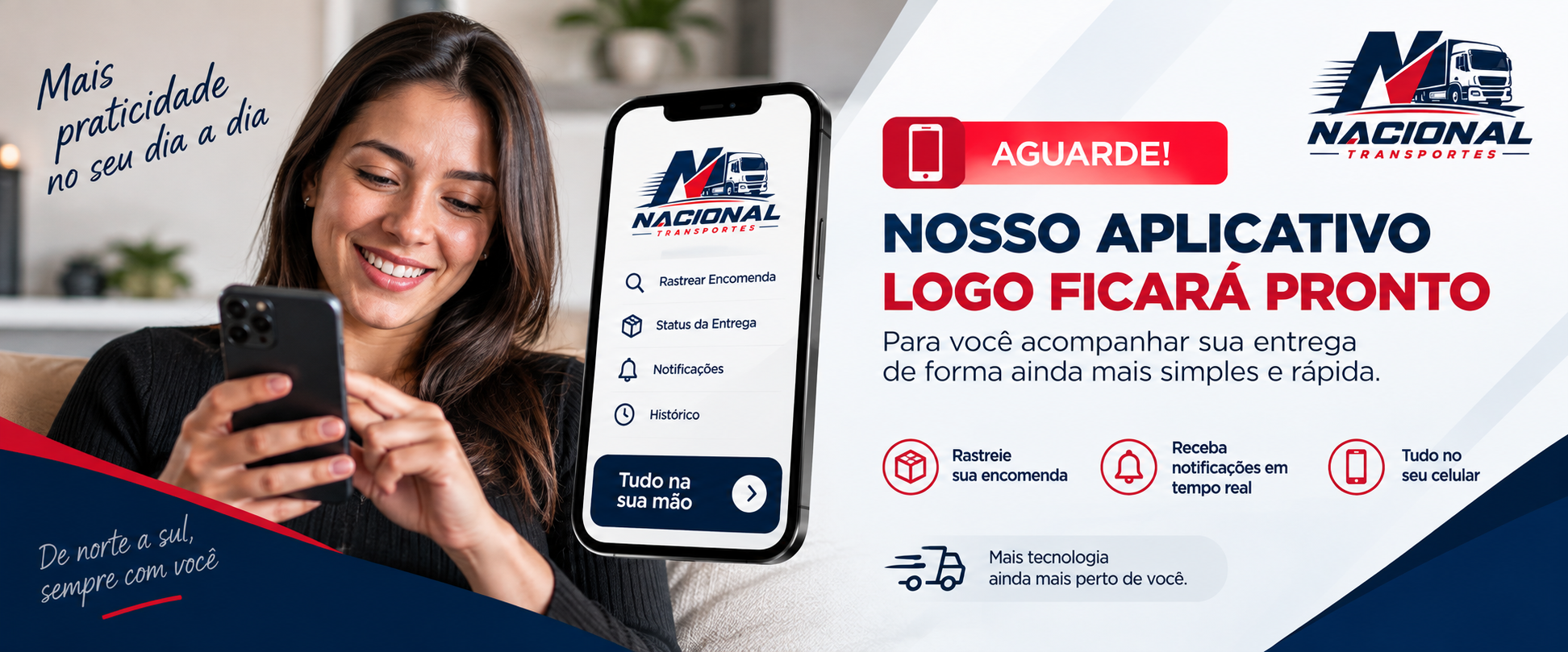 Aplicativo da Nacional Transportes em desenvolvimento